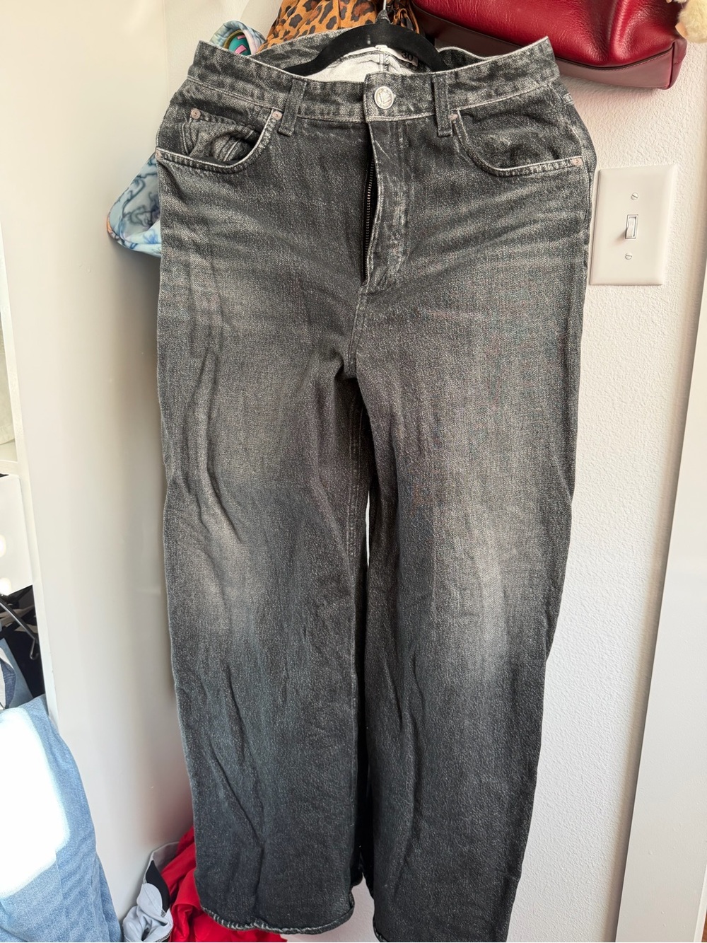 rag & bone Washed Black Wide Leg Jeans
